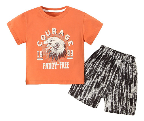 Conjunto De Verano Para Bebé Con Estampado De Águila Y Pluma