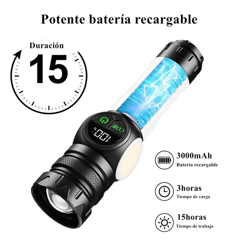 Yy Linterna Táctica Super Brillo Led Linterna De Camping Cob