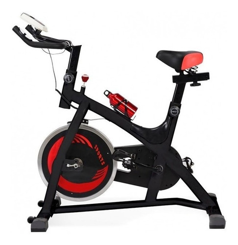 Bicicleta fija Centurfit MKZ-JUJU7 para spinning color negro y rojo