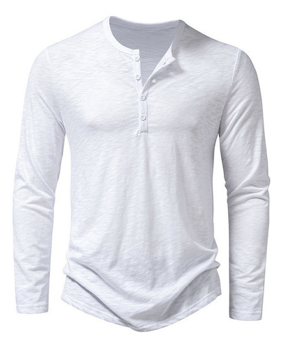 Playera De Manga Larga Para Hombre Con Cuello Henley De Algo