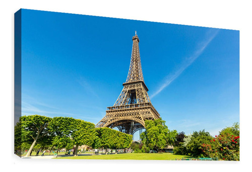 Cuadro Decorativo Canvas Moderno Torre Eiffel Paris 160x110 Color Natural Armazón Natural