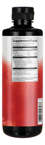 Swanson Suplemento de Aceite De Mct 100 % Puro, 16fl Oz (473ml)