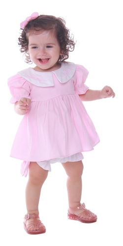 Imagem 3 de 4 de Vestido Bebê Clássico Amélia Rosa Céu De Algodão 23033