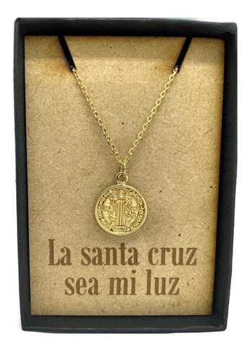 Collar Medalla San Benito Chapa De Oro 22k Personalizado 
