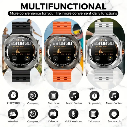 Smartwatch Reloj Inteligente Bluetooth Llamada Filwans Gts 1.96 Amoled Pantalla Mujer Hombre Smartwatch Color Color Naranja