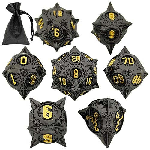 Ajkdeuih Mteal Dnd Dice Set,7 Pcs D Sensibled Polyhedral Dad