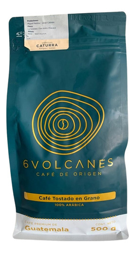 Cafe Tostado En Grano, 500 Gr 6 Volcanes, Caturra, Guatemala