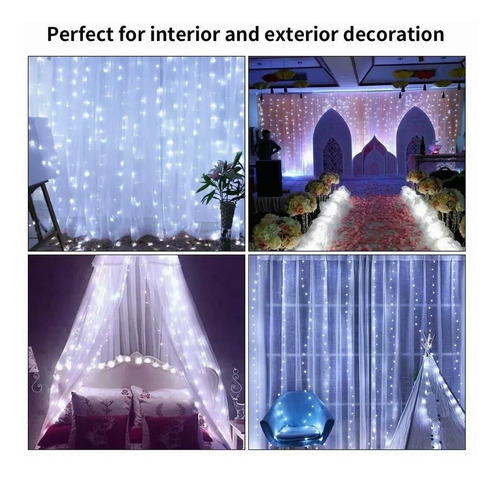Cortina Decorativa Control Remoto De Luz Led 8 Modos