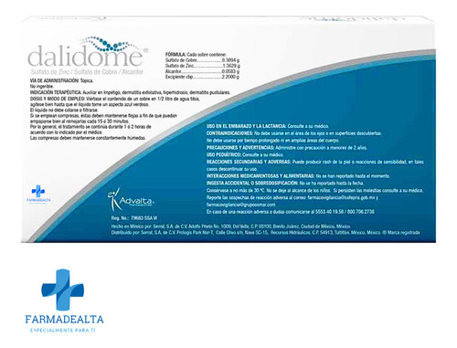 Dalidome Polvo Con 12 Sobres Sulfato De Zinc Cobre Alcanfor