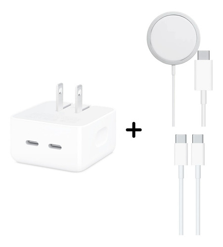 Imagen 1 de 6 de Kit Adaptador De Corriente 35w 2 Puertos, Magsafe Lightning
