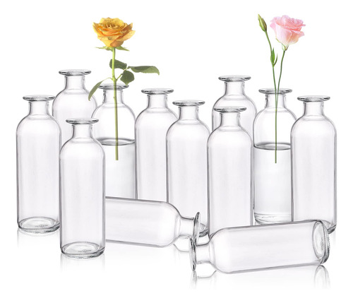 Set 12 Jarrones Cristal Flores Decorativas, Hogar, Boda.