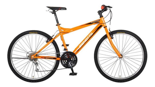 Mountain bike masculina Benotto Montaña Progression R26 Único 21v frenos v-brakes cambios Sunrace color naranja con pie de apoyo