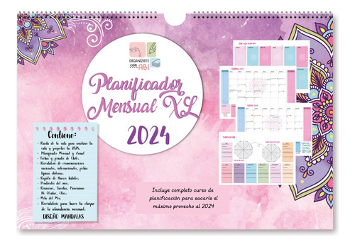 Planificador Mensual Xl 2024 Anillado Mandalas Planner