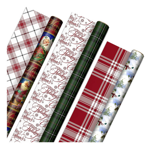 Papel Navideño Reversible Hallmark (3 Rollos: 120 Pies Cuadr