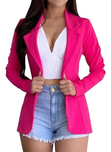 Chaqueta Tipo Blazer De Manga Larga For Mujer, Traje, Abrig