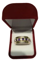 Comprar Exclusivo Anillo Plata Fina Oro 18 Ktes Amatistas