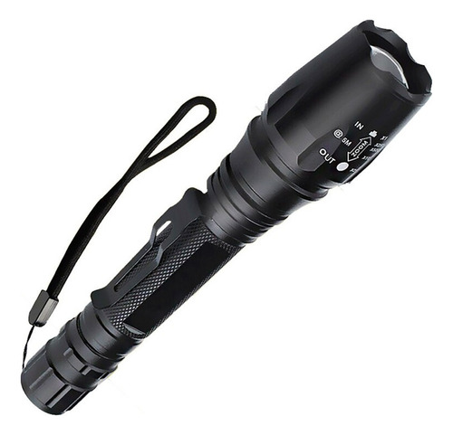 Lanterna Tática Profissional Black One 16500w, 460.000 Lumens - Led T6, Zoom 2000x, 5 Modos, Alta Resistência