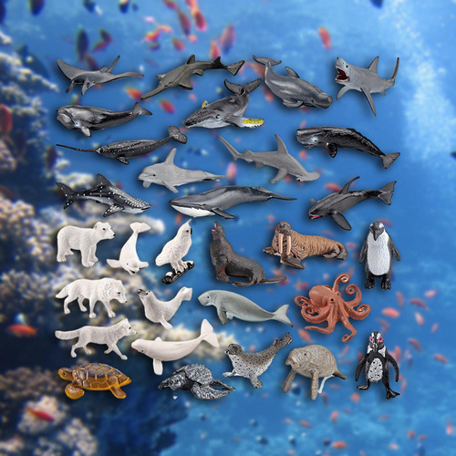 30 Piezas Figuras De Animales Del Océano Mini Juguetes