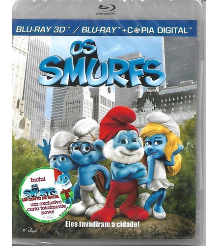 Blu-ray 3d Os Smurfs + Dvd Conto De Natal + Digital Copy