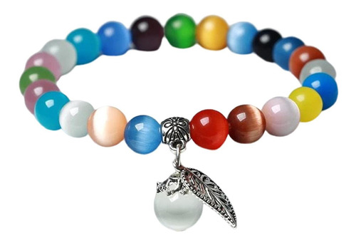 Pulsera De Ojo De Gato Natural De Multicolor Talla Única