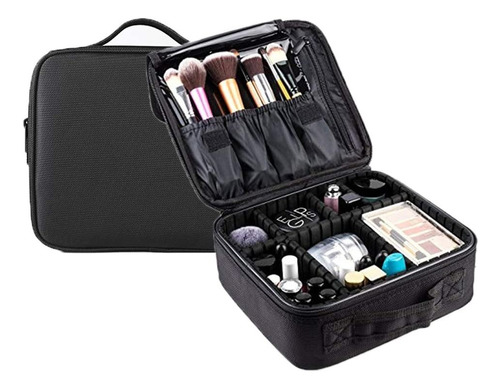 Maleta Maquillaje Portátil Cartera Cosmético Hermético Negro