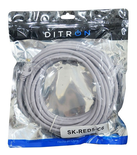 Imagen 2 de 6 de Cable Red Patch Cord 5 Mts Utp Pc Cat 6 Rj45 Ditron