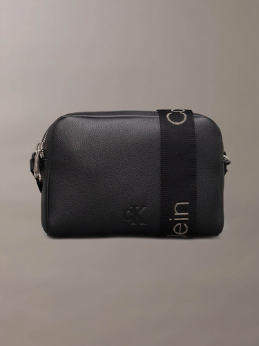 Bolsa Negra Crossbody Monograma Calvin Klein De Mujer