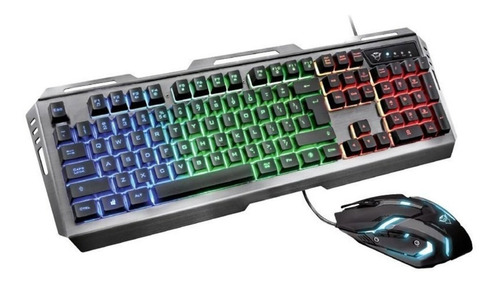 Teclado + Mouse Gamer Trust Gxt 845 Tural Retroiluminado Led Color del mouse Negro Color del teclado Negro
