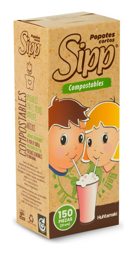 Popote Sipp Corto Compostable 150 Piezas 1203500