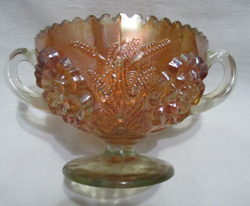 Bowl Frutera Centro De Mesa Con Asas Carnival Glass 