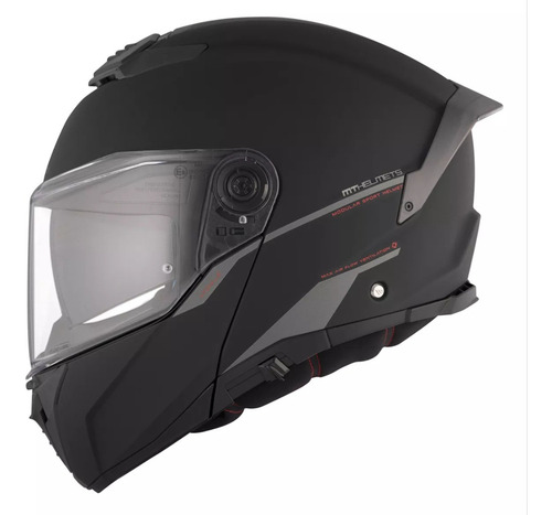 Casco Rebatible Doble Visor Mt Atom 2 Solid Negro Mate Negro Solido M