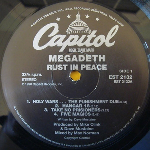 Imagen 5 de 6 de Megadeth Rust In Peace Vinilo Rock Activity