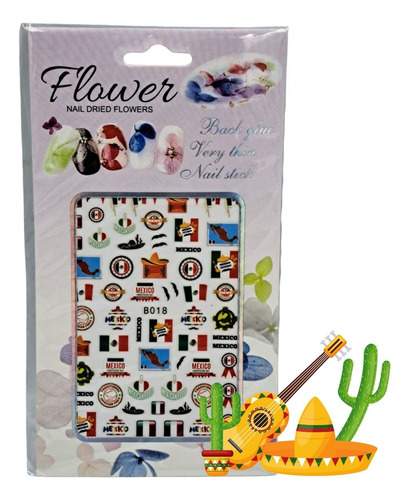 Stiker Uñas Fiestas Patrias 12 Piezas