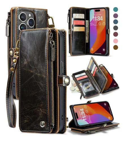 Funda Cartera Para iPhone 15 Pro Max Luxury Coffee 6.7 PuLG