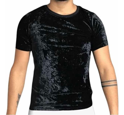 Camisetas Masculinas Camisa Veludo Molhado Preto