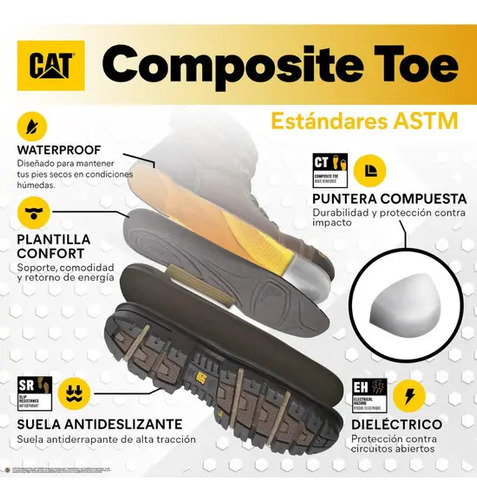Botín Cat Mujer Excavatorslt Ct Punta Compuesta P91199