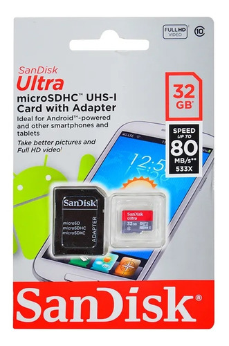 Tarjeta De Memoria Micro Sd Sandisk 64gb La Mas Rapida 80/mb