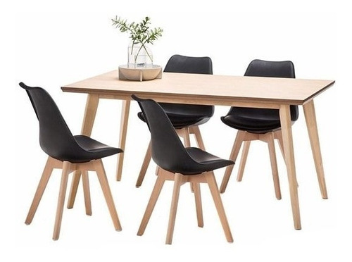 Imagen 3 de 9 de Silla Tulip Eames Comedor Moderna Blanca Negra X4 Unidades