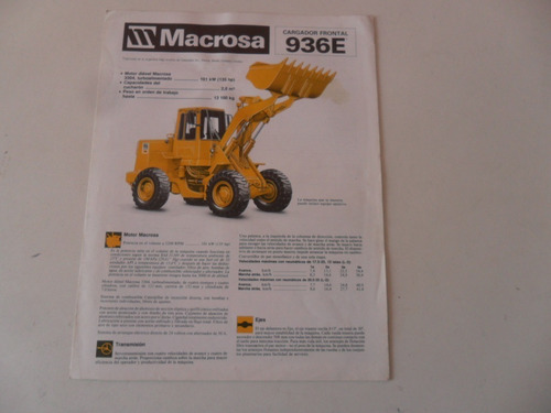 Cat Caterpillar 936e Cargador Tractor 966  Folleto Macrosa