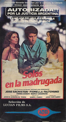 Solos En La Madrugada Vhs José Sacristán Fiorella Faltoyano