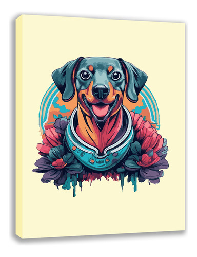 Pintura Por Números Premium. Perro Floreado. Kitart