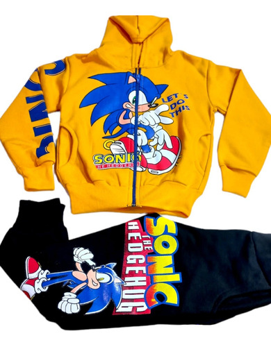 Conjunto Buzo Y Poleron Sonic Niño Algodón