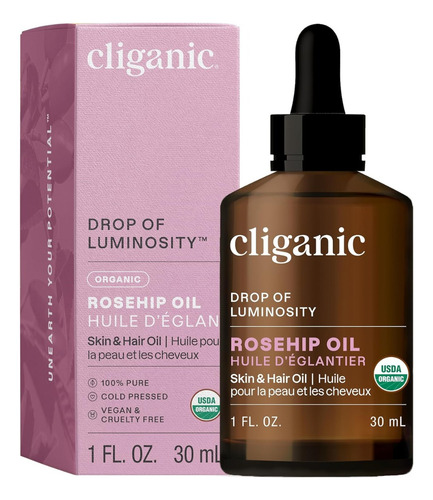 Cliganic Aceite De Rosa Mosqueta Orgánico, 1 Fl. Oz (30 Ml)