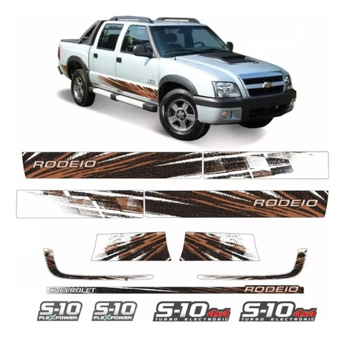 Kit Adhesivos  Calcos Laterales Chevrolet S10 Rodeio 2011 