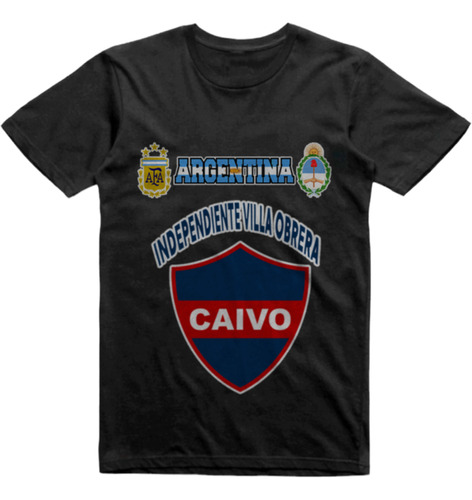 Remera Algodon Negra Independiente Villa Obrera San Juan