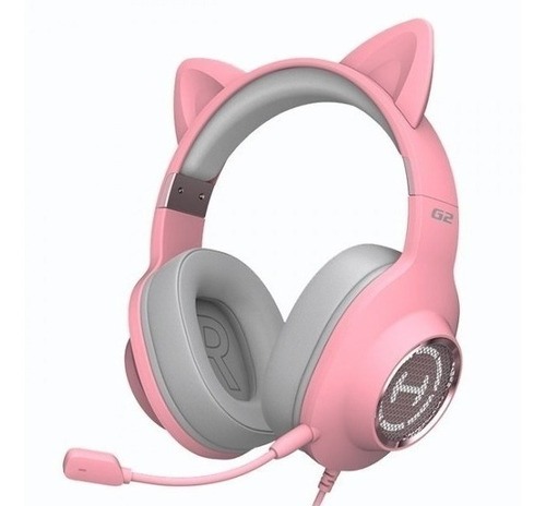 Headset Gamer Edifier G2ii Usb Led Rgb Pcs / Ps4 Pink Cat