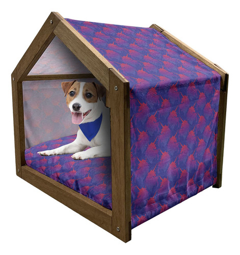 Lunarable Myth Wooden Pet House Pattern With Unicorn