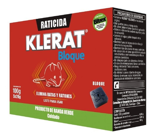 Veneno Ratones Roedores Klerat Bloque Caluga Caja 100grm