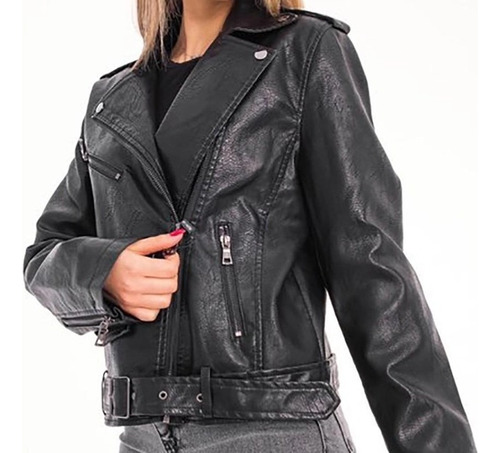 Chaqueta De Moto Anewsta Con Bolsillo Frontal N Solapa