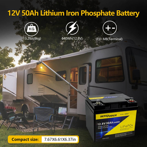 Batería De Litio Lifepo4 De 12 V, 50 Ah, 4000 O Más, Ciclo P